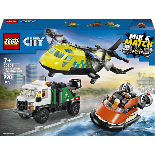 Image of LEGO City Remix aereo, camion di servizio e hovercraft