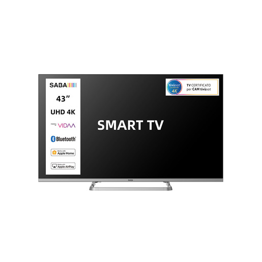 Image of SABA SMART TV 43'' ULTRA HD 4K, Sistema operativo VIDAA, Triplo ter DVBT2/C/S2 HEVC MAIN10, Certificato TivuSAT, Piedistallo centrale, Dolby Audio