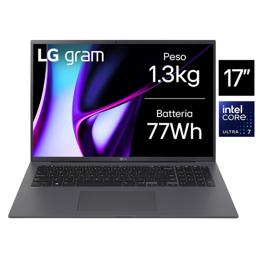 LG Gram 17'' - 17Z90S - Intel Core Ultra 7 155H, 16GB RAM, 512GB SSD, 17'', 1.3kg, Windows 11 Home, Nero