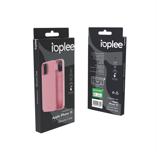 Image of IOPLEE Custodia in TPU Siliconato con microfibra interna - Rosa per iPhone 15