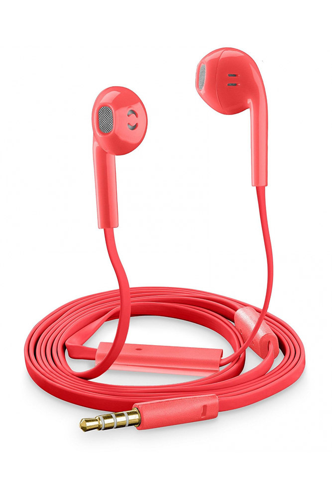 Celly Pantone – Auricolari In-ear Con Microfono E Telecomando, Jack 3.5 Mm, Cavo 1 M, Rosso