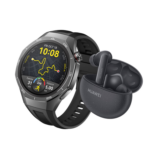 Huawei WATCH GT5 Pro, Cassa 46mm in titanio e cinturino nero. Compatibile con iOS e Android. Con FreeBuds 5i in omaggio