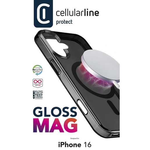 Cellularline Gloss Mag - iPhone 16 Custodia compatibile con ecosistema Magsafe