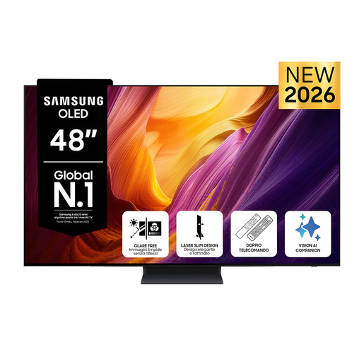Samsung OLED AI TV 48'' QE48S95HAEXZT 4K, Processore NQ4 AI Gen3, 4K AI Upscaling Pro, Glare Free, OLED HDR Pro, Motion Xcelerator 165Hz, Dolby Atmos & O