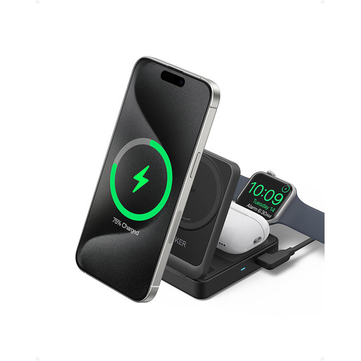 Anker B2557311 Caricabatterie per dispositivi mobili Cuffie, Auricolare, Smartphone, Orologio intelligente Nero AC Carica wireless Ricarica rapida Intern