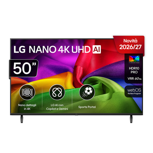 LG NANO 4K UHD AI 50'' Serie NU80 50NU800B6LC, 4K, AI Chatbot, AI Concierge, Nano Detail Enhancer, 3 HDMI, SMART TV 2026