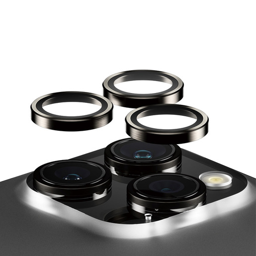 PanzerGlass Hoops Vetro Proteggi Fotocamera iPhone 15 Pro 15 Pro Max Black Metal