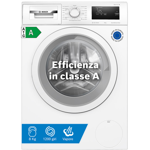 Image of Bosch Serie 4 WAN24008II Lavatrice a carica frontale 8kg 1200g/min Bianco Classe A