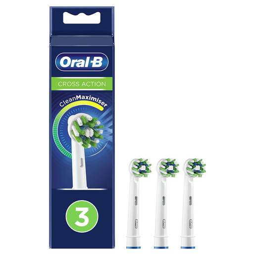 Image of Oral-B CrossAction Testine Di Ricambio Con Tecnologia CleanMaximiser, Confezione Da 3 Pezzi