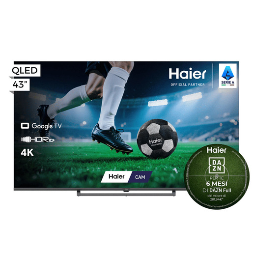 Haier Smart TV QLED 43'' H43S80GUX, 4K, Google TV, AI Picture Quality, HDR10, Dolby Audio, MEMC, HDMI 2.1 x4, Bluetooth 5.1, DBX TV