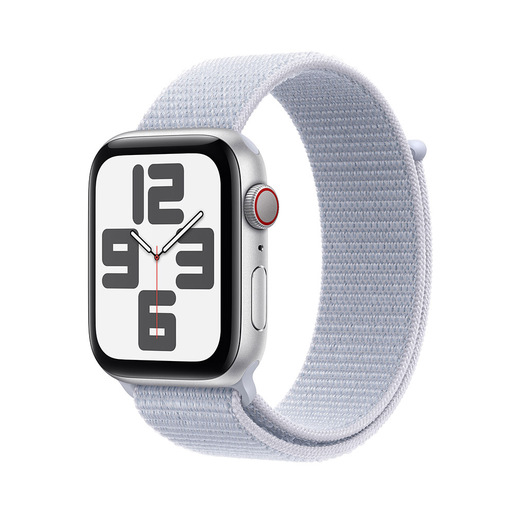 Image of Apple Watch SE GPS + Cellular 44mm Cassa in Alluminio Color Argento con Blu tempesta Sport Loop