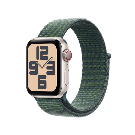 Image of Apple Watch SE GPS + Cellular 40mm Cassa Alluminio Galassia con Verde Lago Sport Loop