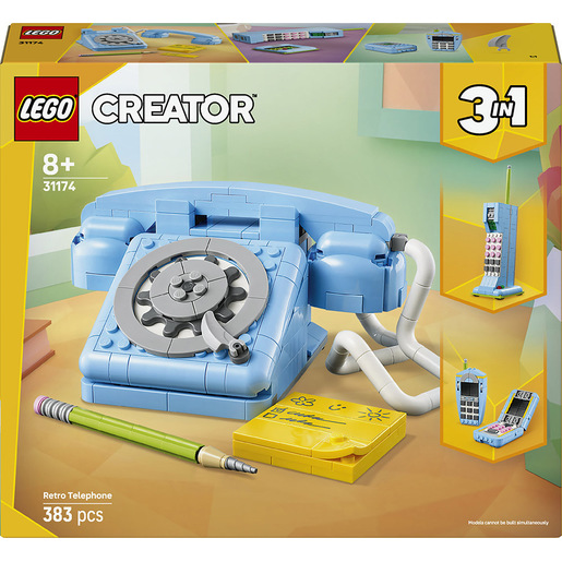 LEGO Creator 3in1 31174 Telefono Retrò con Disco di Selezione Rotante, Si Trasforma in altri 2 Modelli, Regalo per Bambini 8+