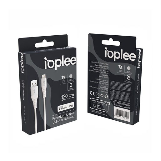 Image of IOPLEE Cavo Dati Premium 120cm da USB-A a Lightning MFi - Bianco