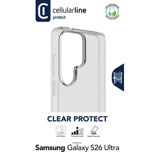 Image of Cellularline Clear Protect - Galaxy S26 Ultra Custodia rigida con bordi in gomma