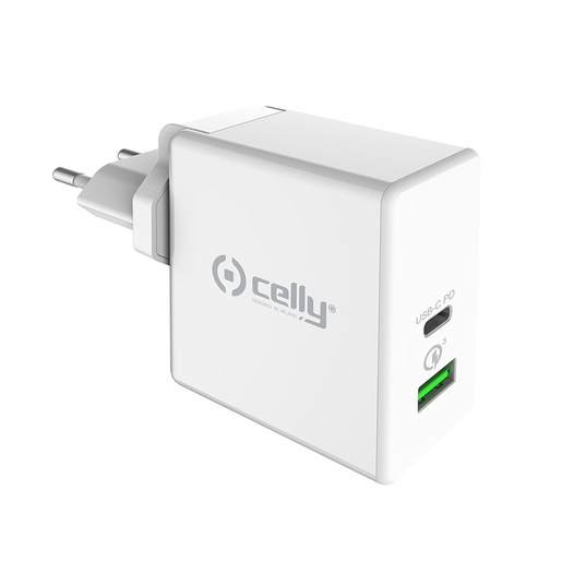 Image of Celly TCUSBC45WWH Caricabatterie per dispositivi mobili Universale Bianco AC Ricarica rapida Interno