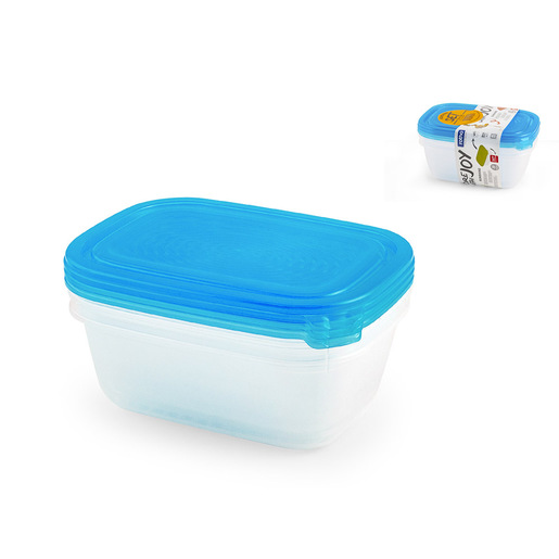 Image of Pengo 3598117 recipiente per cibo Rettangolare Contenitore 1 L Blu, Trasparente 3 pz