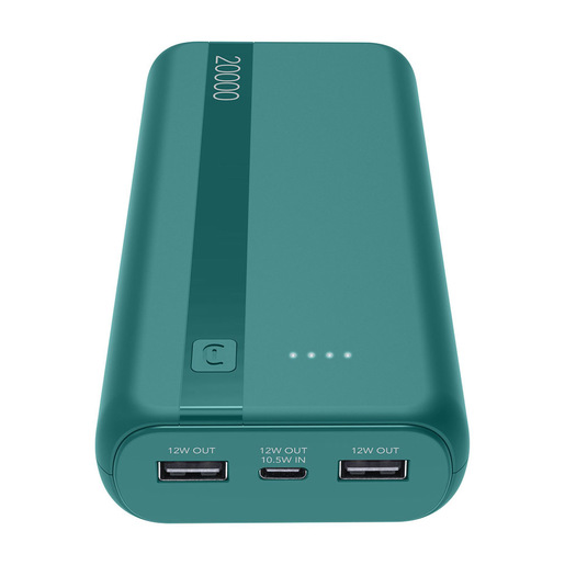 Cellularline Power Bank Essential 20.000 Power bank da 20.000 mAh con batteria agli ioni di litio, dotato di porta USB-C in/out, due porte USB-A e indica