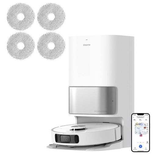 Dreame L10sUltraNU Combo extra washing mops, Robot Aspirapolvere Lavapavimenti con due coppie di panni mop aggiuntivi, Navigazione LiDAR, Rilevamento