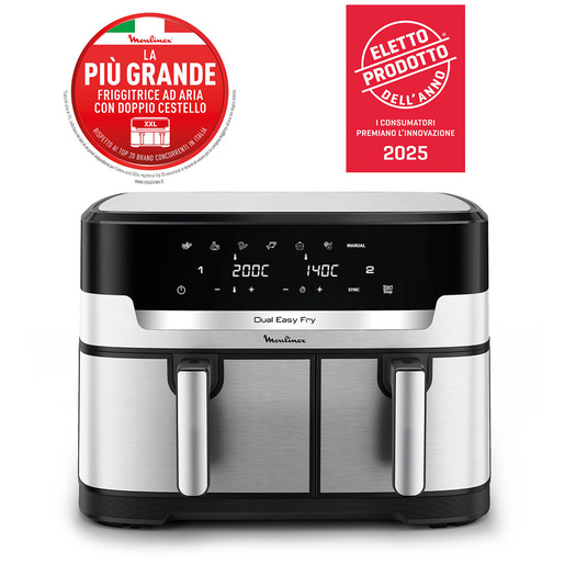 Image of Moulinex Dual Easy Fry XXL , Friggitrice ad Aria, 11L, 2 Cestelli, Modalità Sync