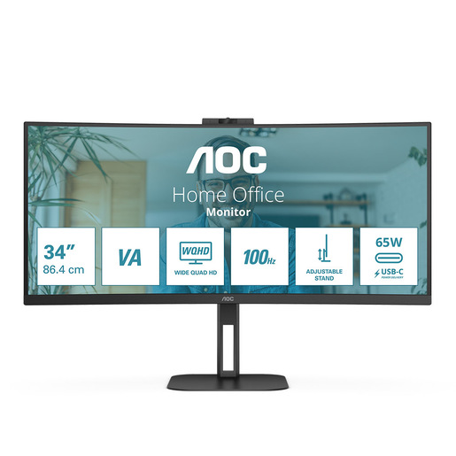 Image of AOC V5 CU34V5CW LED display 86,4 cm (34'') 3440 x 1440 Pixel Wide Quad HD Nero