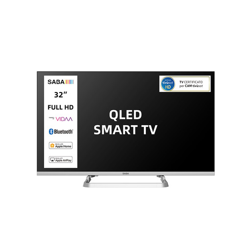 Image of SABA SMART TV 32'' HD READY, Sistema operativo VIDAA, Triplo ter DVBT2/C/S2 HEVC MAIN10, Certificato TivuSAT, Piedistallo centrale, Dolby Audio