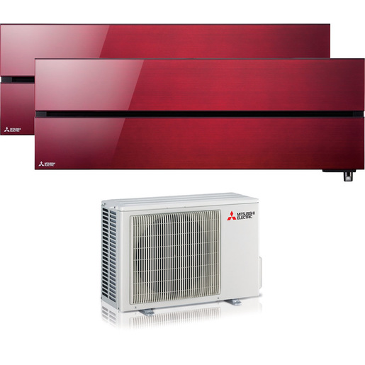 Image of Mitsubishi Electric MITKITDUALSTYLERED condizionatore fisso Climatizzatore Dualsplit Rosso, Bianco