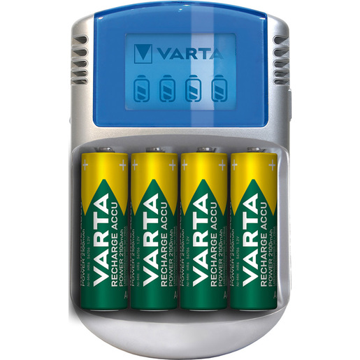 Image of Varta LCD charger AA & AAA (Batterie ricaricabili NiMH incl. 4x AA 2600 mAh accu & AC adattatore & 12 V adattatore & cavo USB),Grigio