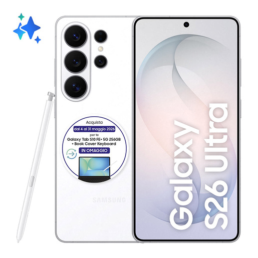 Samsung Galaxy S26 Ultra Smartphone AI, 1TB, Privacy Display integrato, Processore potente, Assistente Foto, Camera 200 MP, 5000 mAh, White