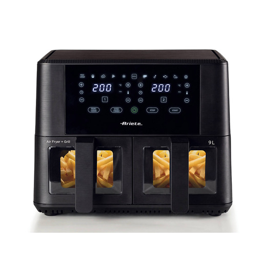 Image of Ariete 4631 Friggitrice ad aria Doppia 9L, 2400W, Capacità totale 9L, 11 programmi, Multifunzione, Fino a 3,6 kg di fritto Temperatura fino a 200°C, D