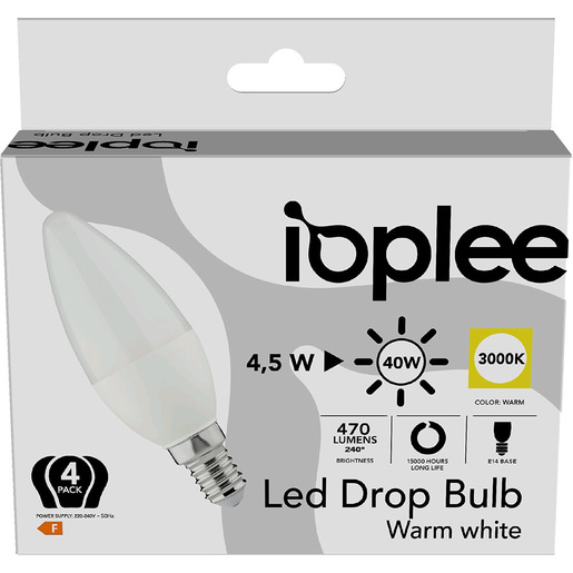 Image of IOPLEE C35630-Confezione 4 lampadine LED 4,5W E14 classe F