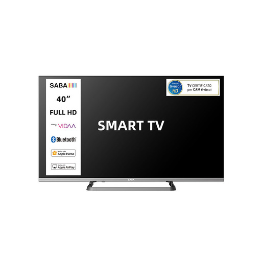 Image of SABA SA40SM10VDA SMART TV 40'' FULL HD, Sistema operativo VIDAA, Triplo tuner DVBT2/C/S2 HEVC MAIN10, Certificato TivuSAT, Piedistallo centrale, Dolby Au