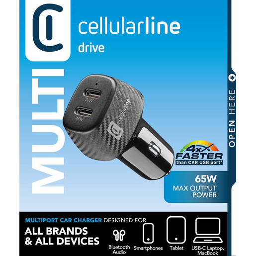 Image of Cellularline Car Power Hyper - iPhone, Samsung, Xiaomi, Oppo and other Smartphones and Tablets Caricabatterie da auto 2 porte, 65W Power Delivery