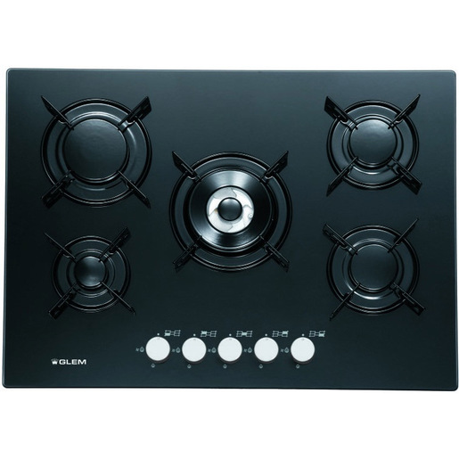 Image of Glem Gas GV755BK piano cottura Nero Da incasso 70 cm 5 Fornello(i)