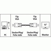 Hama Cavo Monitor Vga Hdd 15 Pin M/Hdd 15 Pin M, 1,8 Metri, Grigio, 1 Stella-image