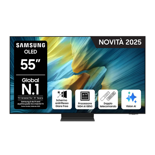 Image of Samsung OLED AI TV 55'' QE55S95FATXZT 4K, Processore NQ4 AI Gen3, 4K AI Upscaling Pro, Glare Free, OLED HDR Pro, Dolby Atmos & OTS+, Infinity One Design,