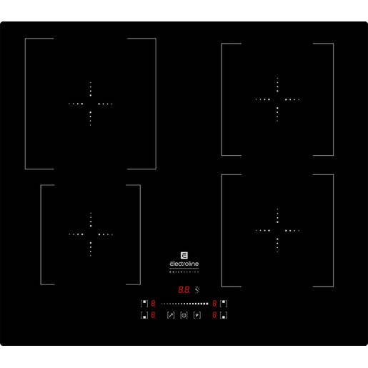Image of Electroline IHES4S61 piano cottura a induzione Nero Da incasso 60cm 4 zone power manager