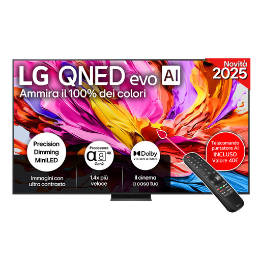 LG QNED evo AI 100'' Serie QNED86 100QNED86A6, MiniLED 4K, Dimming Pro, Dolby Vision, SMART TV 2025