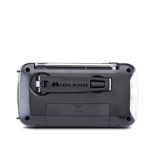 Midland ER100 - Power Bank d'Emergenza con Radio AM/FM, torcia LED, pannello solare e dinamo