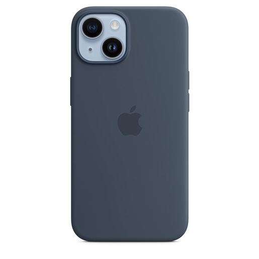 Image of Apple Custodia MagSafe in silicone per iPhone 14 - Blu tempesta