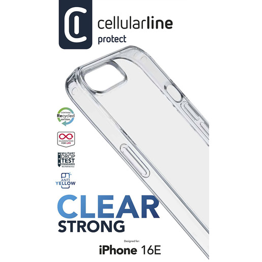 Image of Cellularline Clear Strong - iPhone 16e Custodia rigida con bordi in gomma