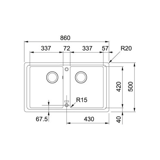 Image of Franke Boston BFG 620 Lavello ad incasso Rettangolare