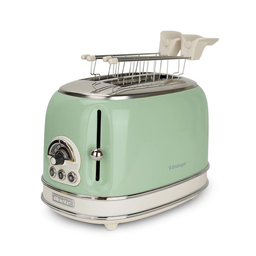 Image of Ariete 155 Tostapane Vintage 2 fette di pane - con pinze - 6 livelli di tostatura - 810 Watt- Acciaio Inox - Linea Vintage - Verde
