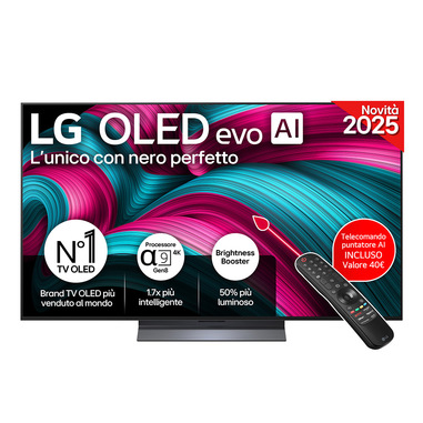 LG OLED evo AI OLED55C55LA TV Serie C5 55'' 4K, α9 Gen8, Brightness Booster, 40W, 4 HDMI, VRR 144Hz, Smart TV WebOS 25 | TV OLED EVO in offerta su Unieuro