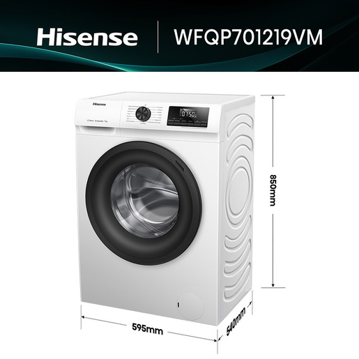 Image of Hisense lavatrice WFQP701219VM 7 Kg Classe A Vapore Quick Wash Inverter