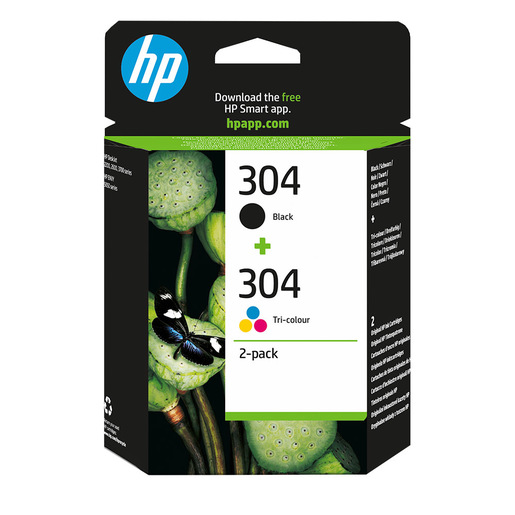 Image of HP Confezione da 2 cartucce di inchiostro nero/in tricromia originali 304