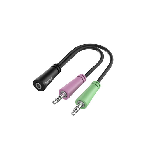 Image of Hama Adattatore Jack 3.5 mm 4 poli F/2x Jack 3,5 mm M, per cuffie con microfono