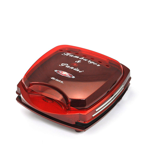 Image of Ariete 185 Hamburger Maker Party Time - Griglia elettrica da tavolo per hamburger - piastre antiaderenti - 1200 W - Party Time - Rosso