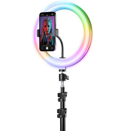 Image of Cellularline Selfie Ring Pro Multicolor - Universale Anello led con mo