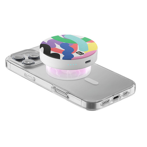 Image of Cellularline Mag Vibe 3000 MAG VIBE è il power bank MagSafe da 3000 mAh con design compatto e rotondo con grafiche colorate. Si aggancia magneticamente a